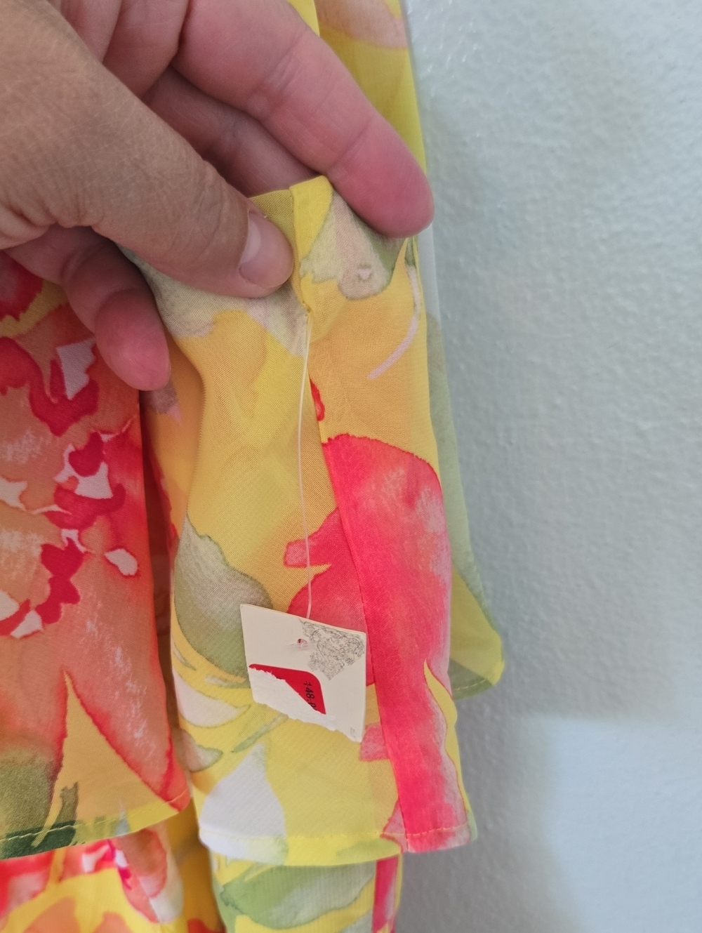 ELIZA J | NWT Yellow Pink Floral Halter Neck High Low Belted Dress Size 18 - Picture 13 of 13
